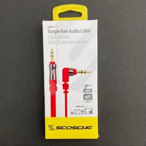 Scosche Audio Cable 6 Ft. Flatout 3.5mm AUX Auxilary Low Profile Red New